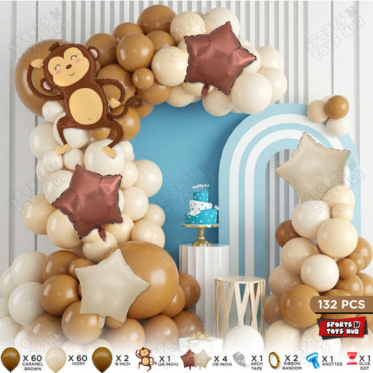 Jungle Safari Monkey Animal Character Foil Balloon Set Arch Garland Theme