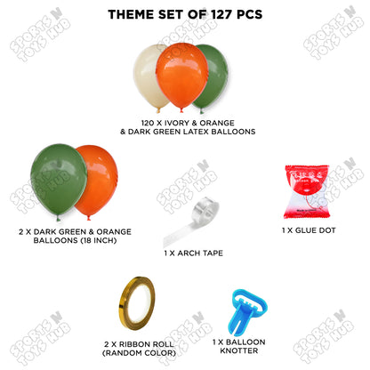Jungle Safari Balloon Arch Garland Kit – Green, Orange & Ivory Balloon Decoration Set