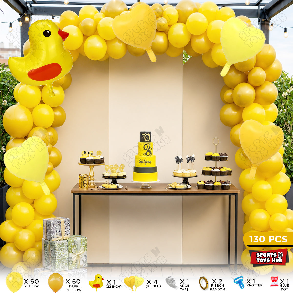 Chick Cartoon Foil Balloon Set Arch Kit Theme with Yellow Latex Balloons