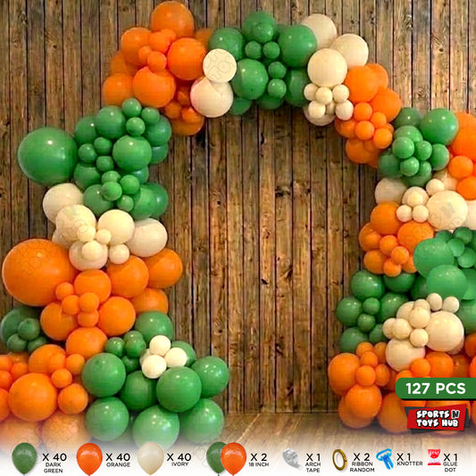 Jungle Safari Balloon Arch Garland Kit – Green, Orange & Ivory Balloon Decoration Set