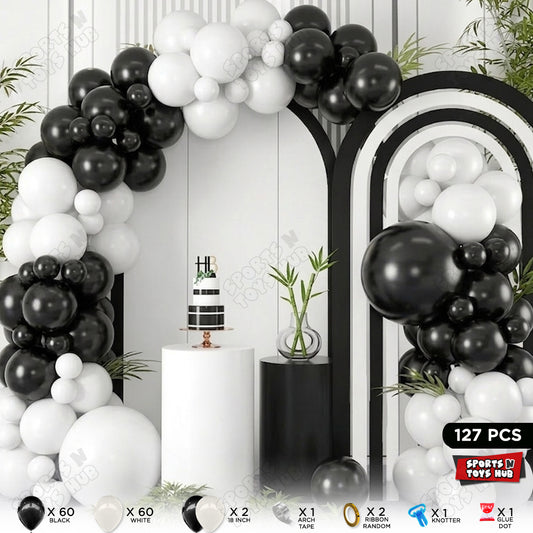 Black & White Balloon Arch Garland Kit - 127 Pcs