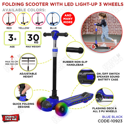 Folding Scooter With LED Light-up 3 Wheels for Kids