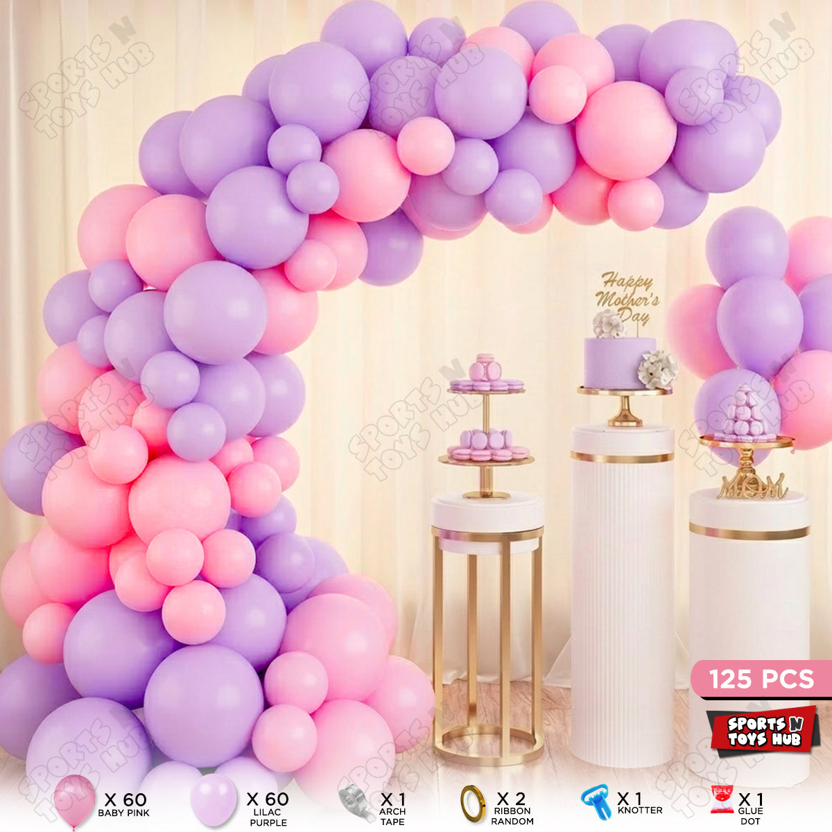 Lilac Purple & Baby Pink Color Latex Balloon Arch Garland Theme Kit Fo ...