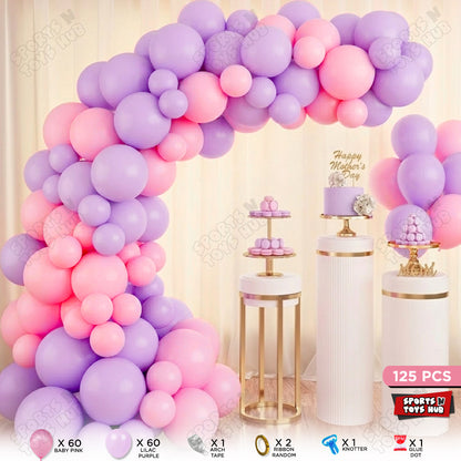 Lilac Purple & Baby Pink Color Latex Balloon Arch Garland Theme Kit For Birthday, Baby Shower, Mother’s Day, Wedding & Party Decor