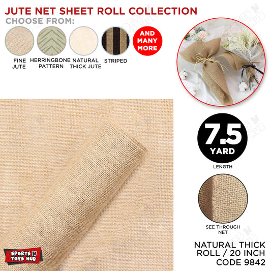 7.5 Yards - Thick Natural Jute Roll Multipurpose For Gift Wrapping & Flower Bouquets