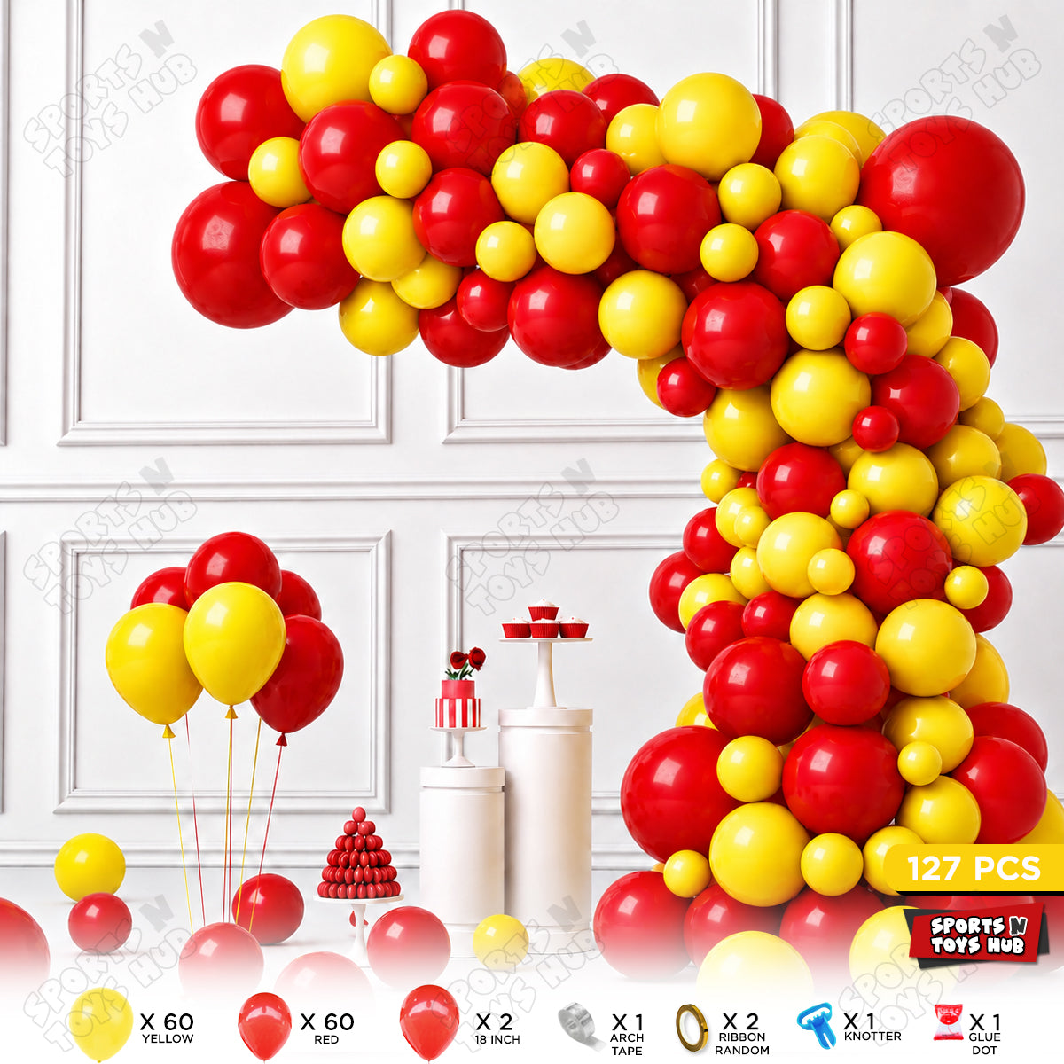 Red & Yellow Balloon Arch Garland Kit – Premium Latex Balloon Decoration Set for Birthday Party, Baby Shower, Wedding, Anniversary, Graduation, Balloon Arch, Photo Backdrop, Event Decorations & DIY Party Supplies