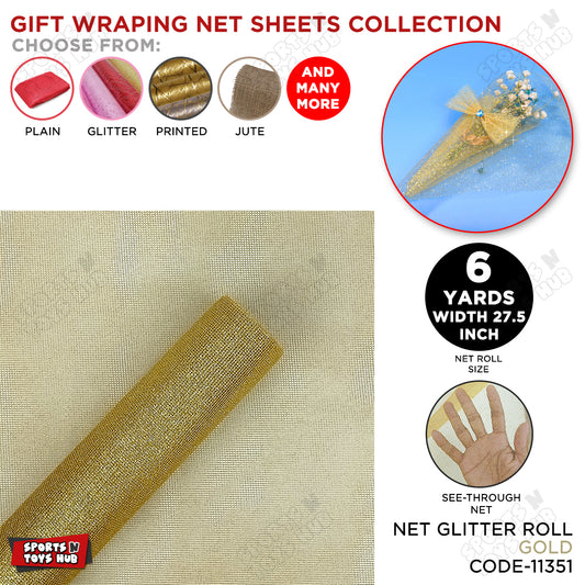 6 Yards - Premium Net Glitter Gift Wrapping Roll