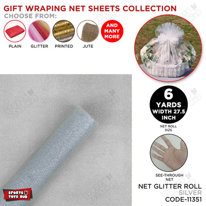 6 Yards - Premium Net Glitter Gift Wrapping Roll