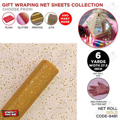 27.5 Inch / 6 Yard - Wide Glitter Gift Wrapping Net