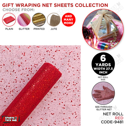 27.5 Inch / 6 Yard - Wide Glitter Gift Wrapping Net