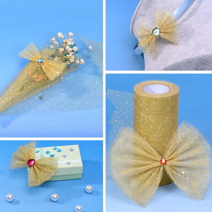 6 Yards - Premium Net Glitter Gift Wrapping Roll