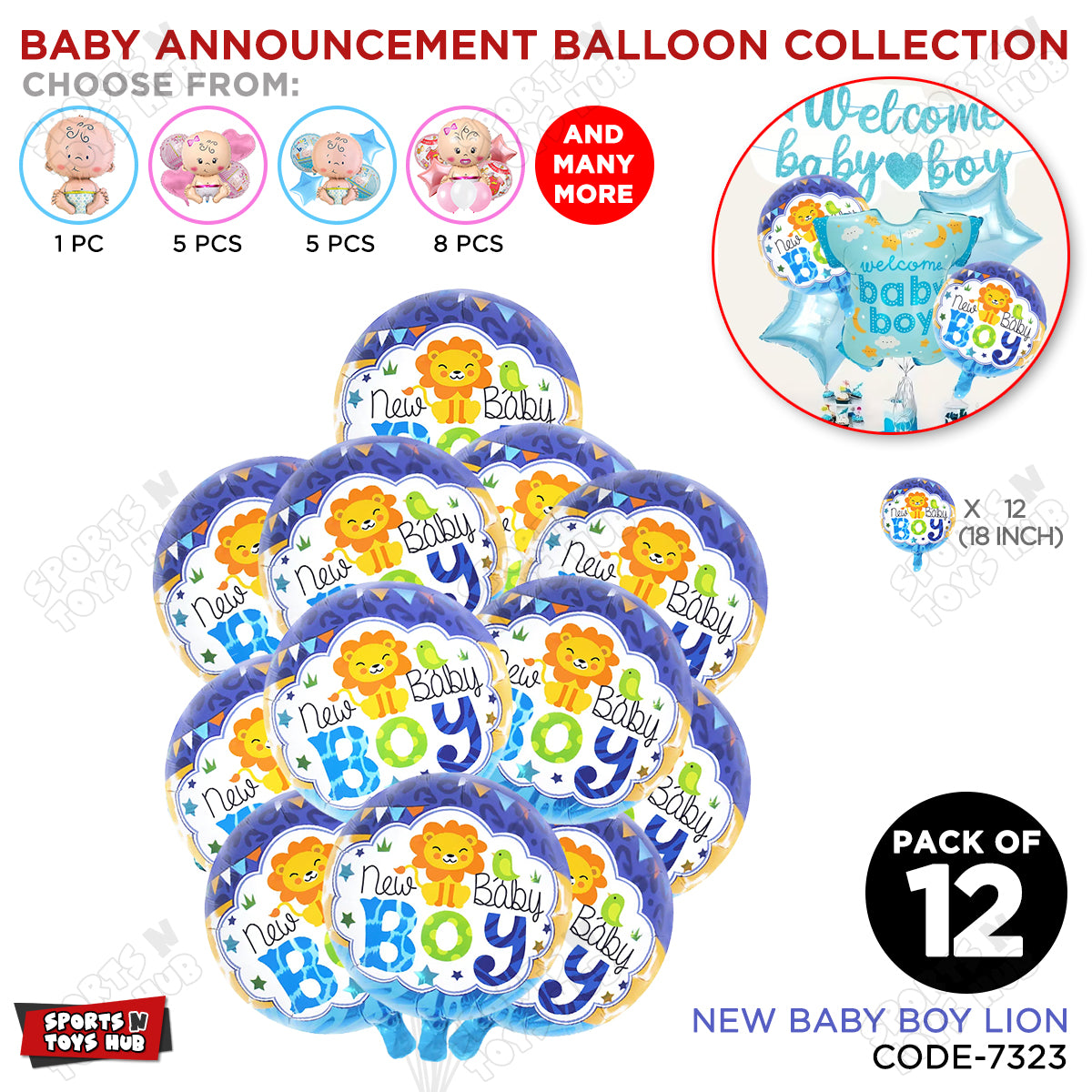 Baby Announcement New Baby Boy Round Foil Balloon