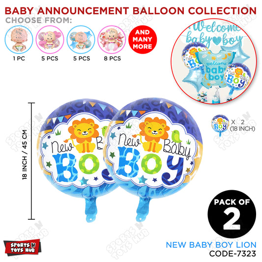 Baby Announcement New Baby Boy Round Foil Balloon