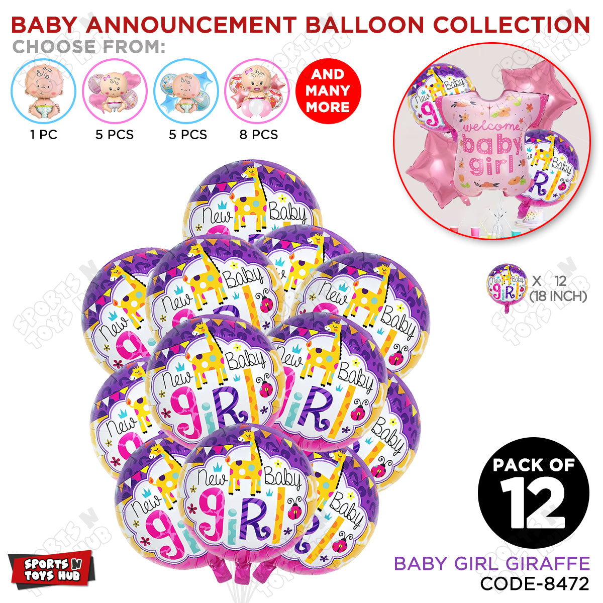 Baby Announcement New Baby Girl Round Foil Balloon