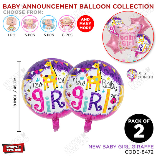 Baby Announcement New Baby Girl Round Foil Balloon
