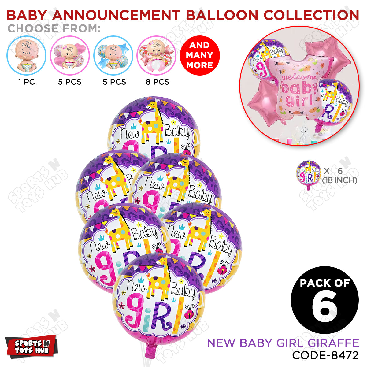 Baby Announcement New Baby Girl Round Foil Balloon