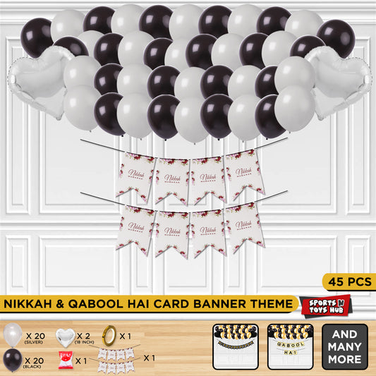 Nikkah Mubarak Card Printed Flower Banner Theme Without Curtain