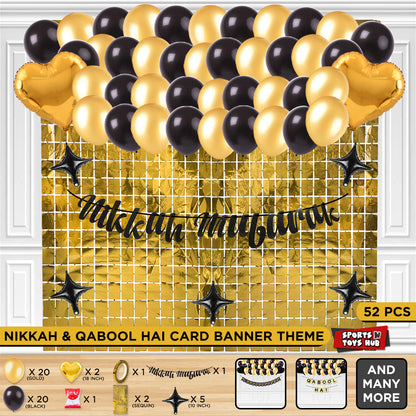 Nikkah Mubarak Cutout Banner Theme With Rectangle Curtain