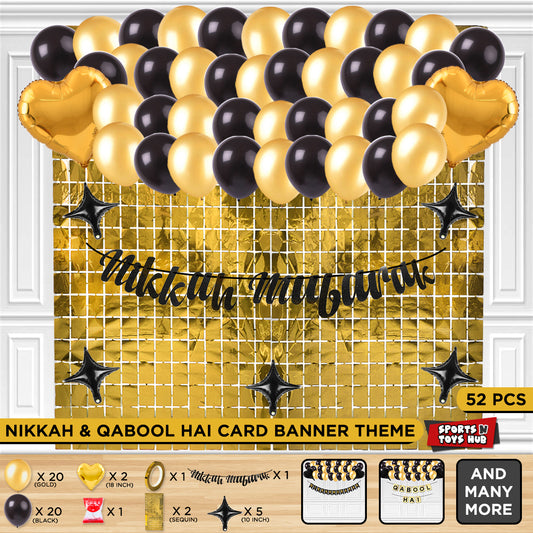 Nikkah Mubarak Cutout Banner Theme With Rectangle Curtain
