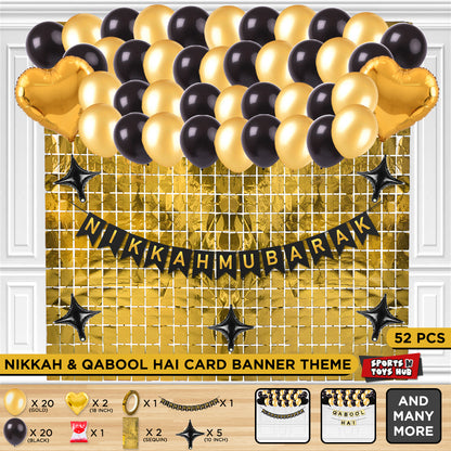 Nikkah Mubarak Card Banner Theme With Rectangle Curtain