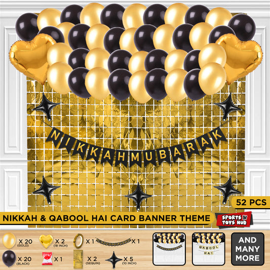 Nikkah Mubarak Card Banner Theme With Rectangle Curtain