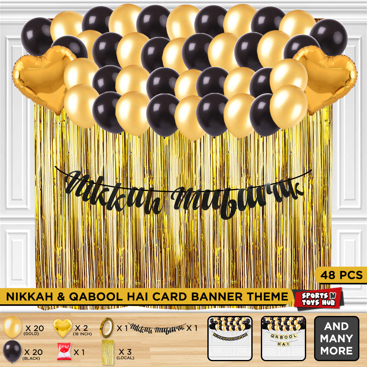 Nikkah Mubarak Cutout Banner Theme With Curtain