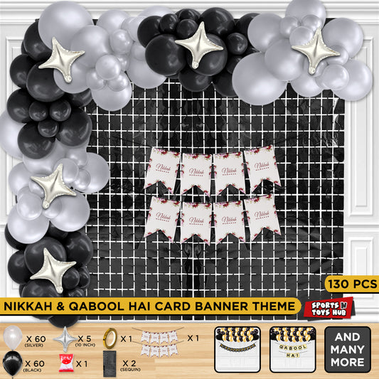 Nikkah Mubarak Card Printed Flower Banner Arch Theme