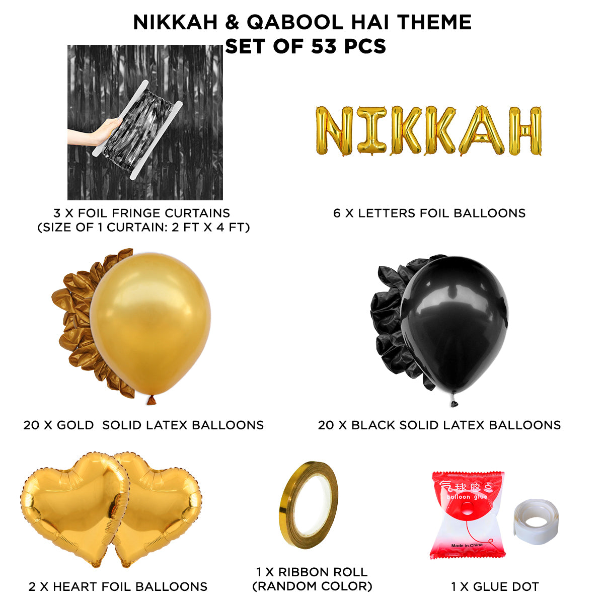 Nikkah Foil Letter Theme With Curtain