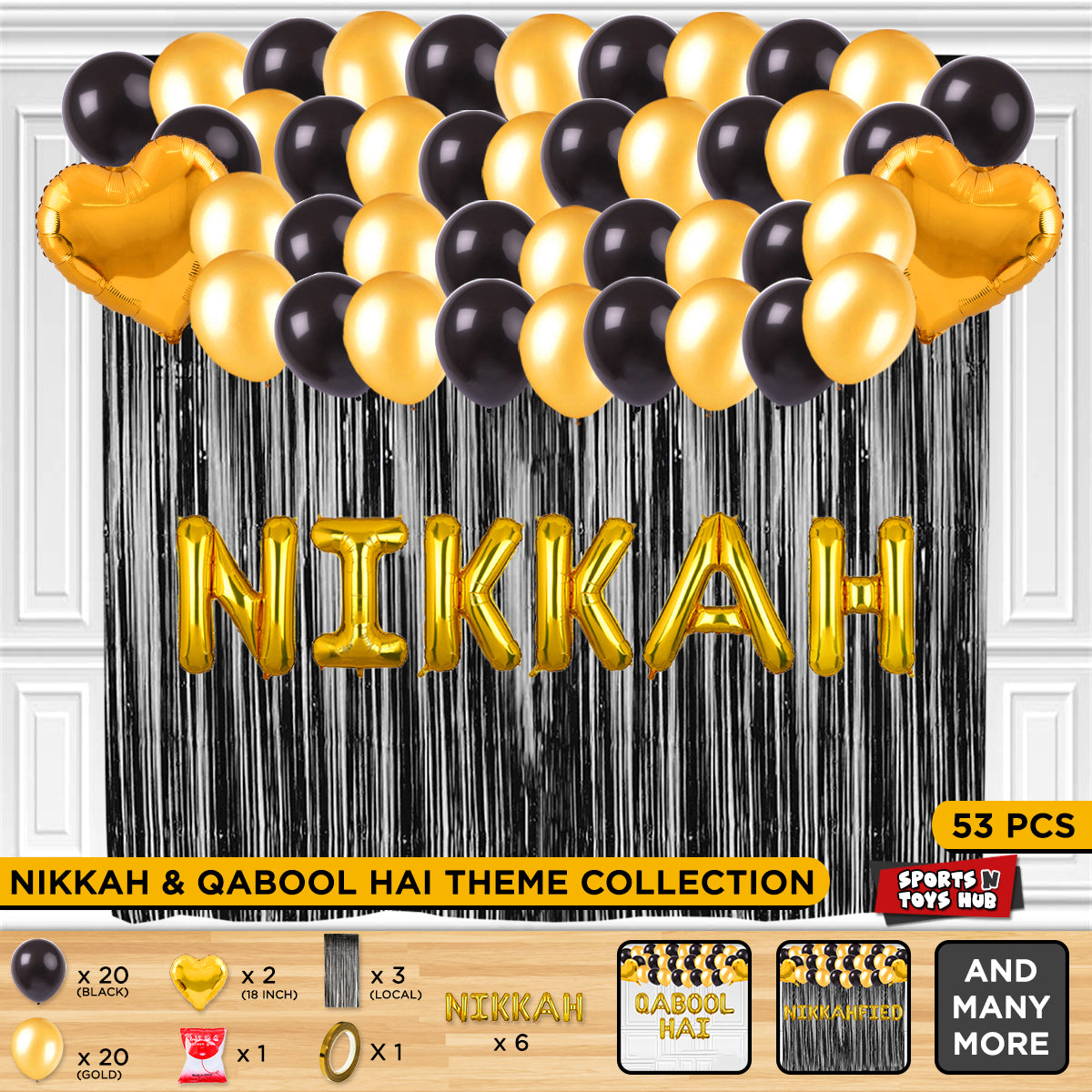 Nikkah Foil Letter Theme With Curtain