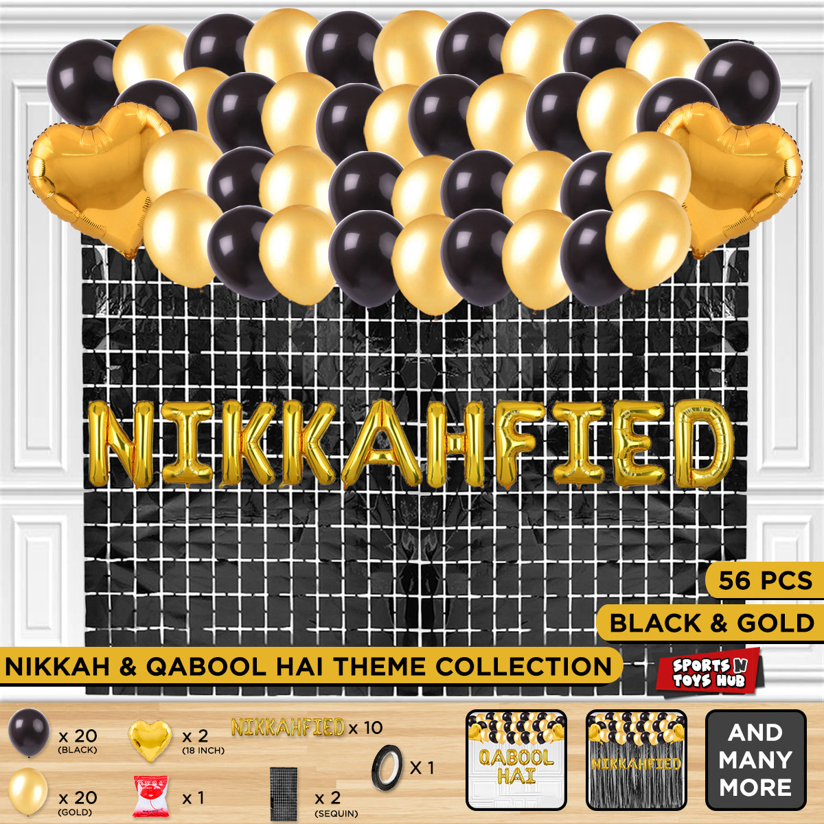 Nikkahfied Foil Letter Theme With Rectangle Curtain