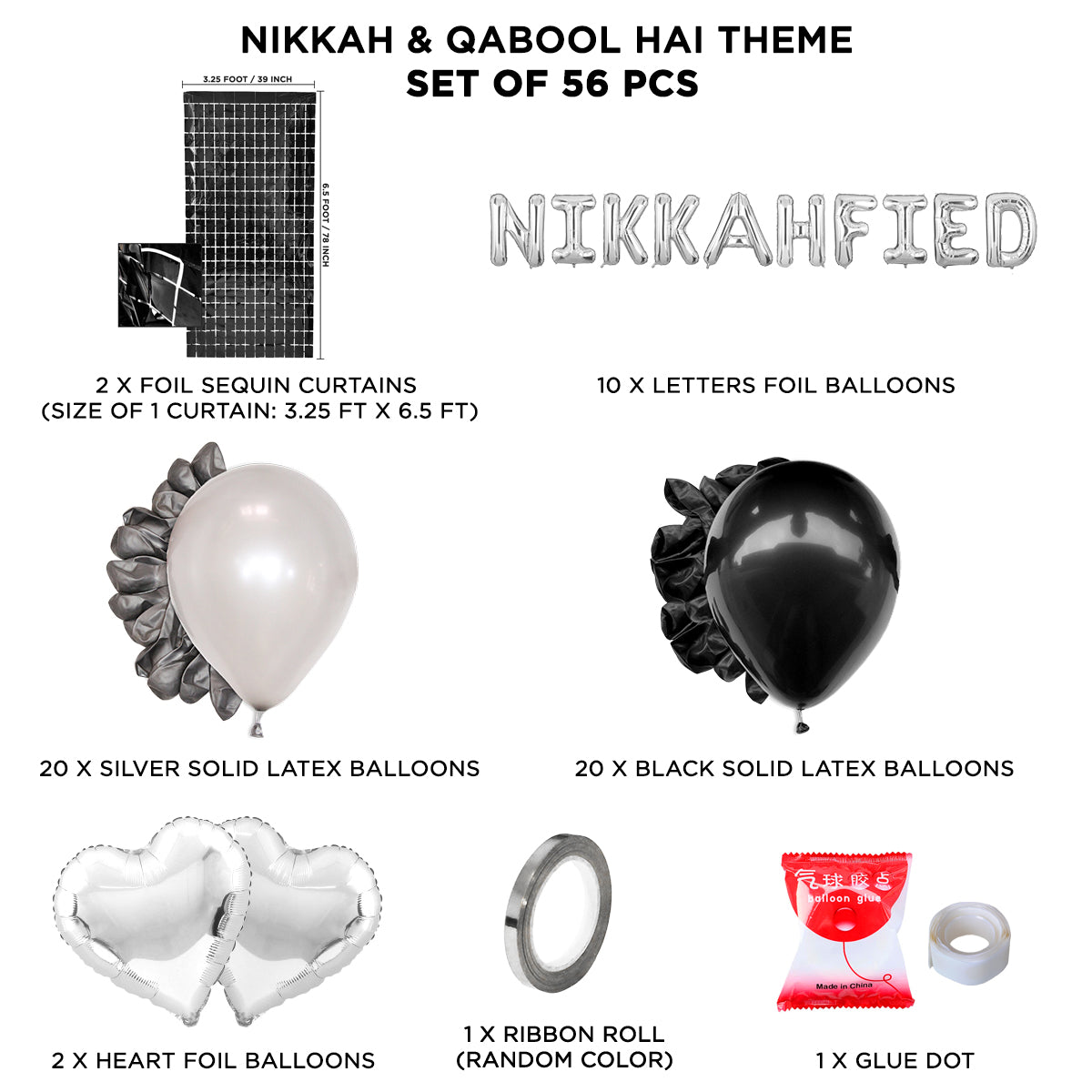 Nikkahfied Foil Letter Theme With Rectangle Curtain