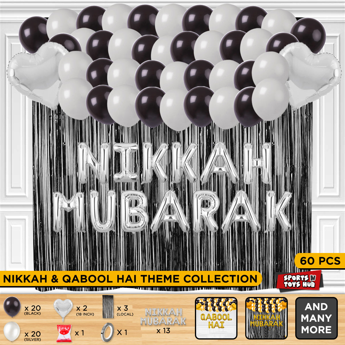 Nikkah Mubarak Foil Letter Theme With Curtain