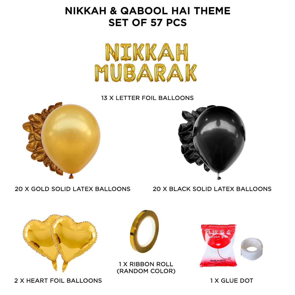 Nikkah Mubarak Foil Letter Theme Without Curtain