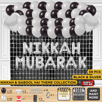 Nikkah Mubarak Foil Letter Theme With Rectangle Curtain