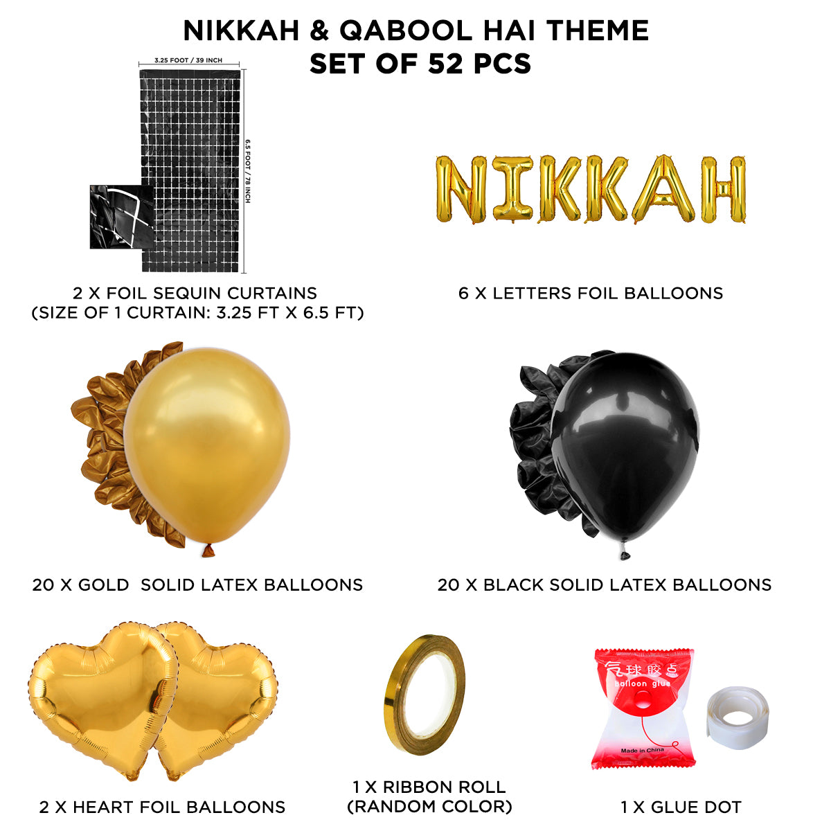 Nikkah Foil Letter Theme With Rectangle Curtain