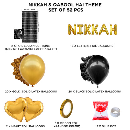 Nikkah Foil Letter Theme With Rectangle Curtain