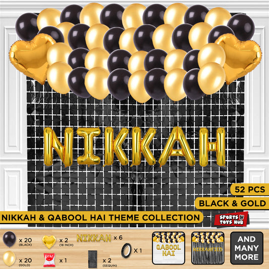 Nikkah Foil Letter Theme With Rectangle Curtain