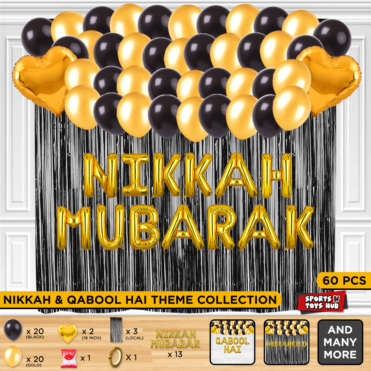 Nikkah Mubarak Foil Letter Theme With Curtain
