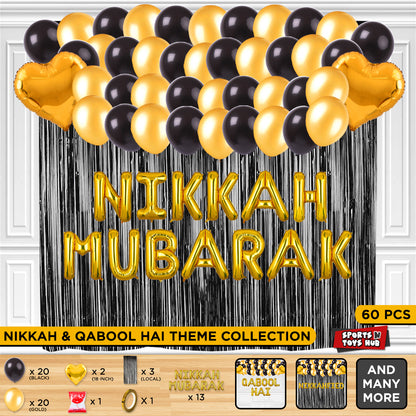 Nikkah Mubarak Foil Letter Theme With Curtain