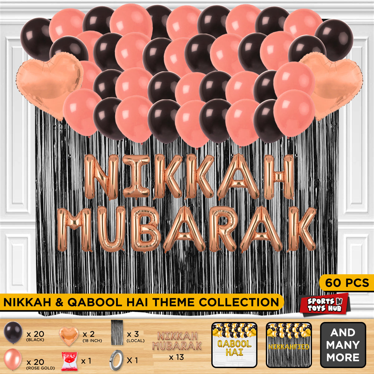 Nikkah Mubarak Foil Letter Theme With Curtain