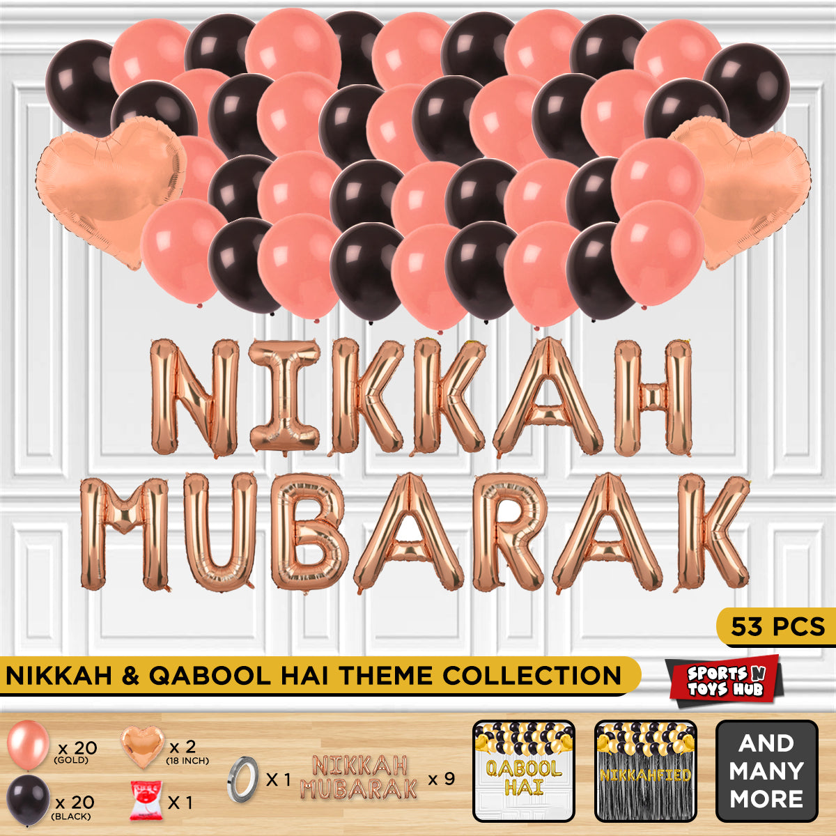 Nikkah Mubarak Foil Letter Theme Without Curtain