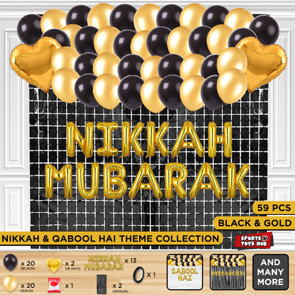 Nikkah Mubarak Foil Letter Theme With Rectangle Curtain