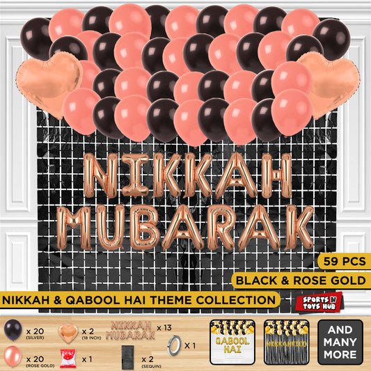 Nikkah Mubarak Foil Letter Theme With Rectangle Curtain