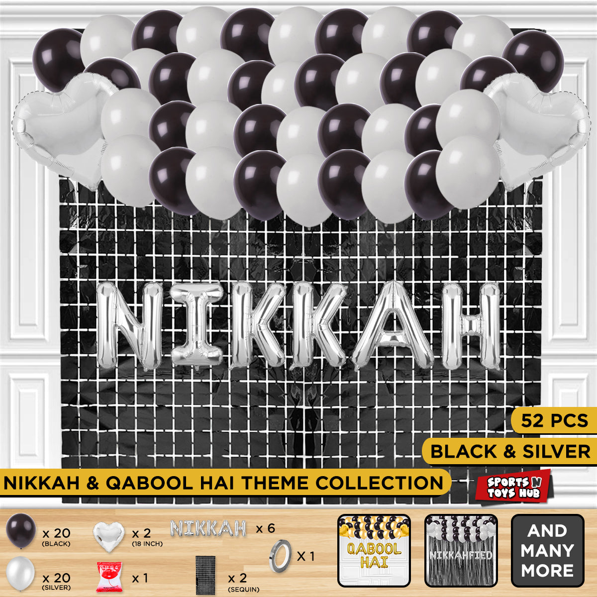 Nikkah Foil Letter Theme With Rectangle Curtain