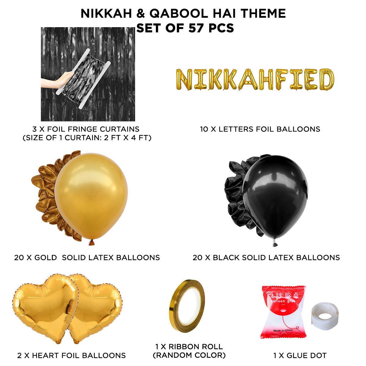 Nikkahfied Foil Letter Theme With Curtain