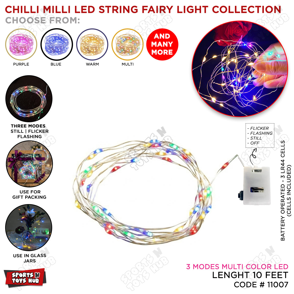 3 Modes Mini Steel Wire Fairy Light Battery Operated Ideal For Adding to Gift Baskets or Boxes or Room Decor