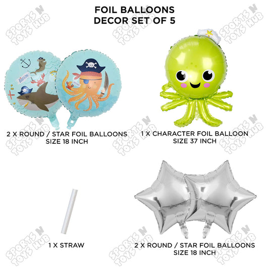 Octopus Pack Of 5 Foil Balloon Set