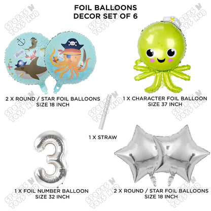 Octopus Foil Balloon Pack Of 6 Set With 32 Inch Foil Number Balloons