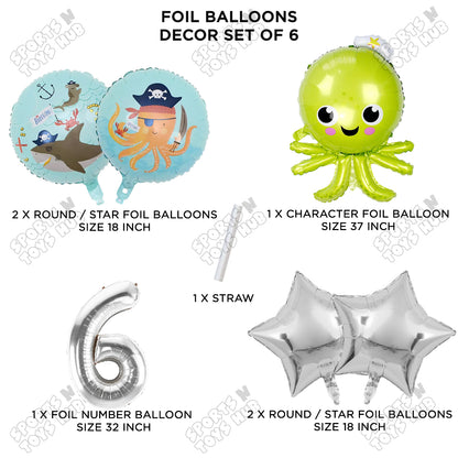 Octopus Foil Balloon Pack Of 6 Set With 32 Inch Foil Number Balloons