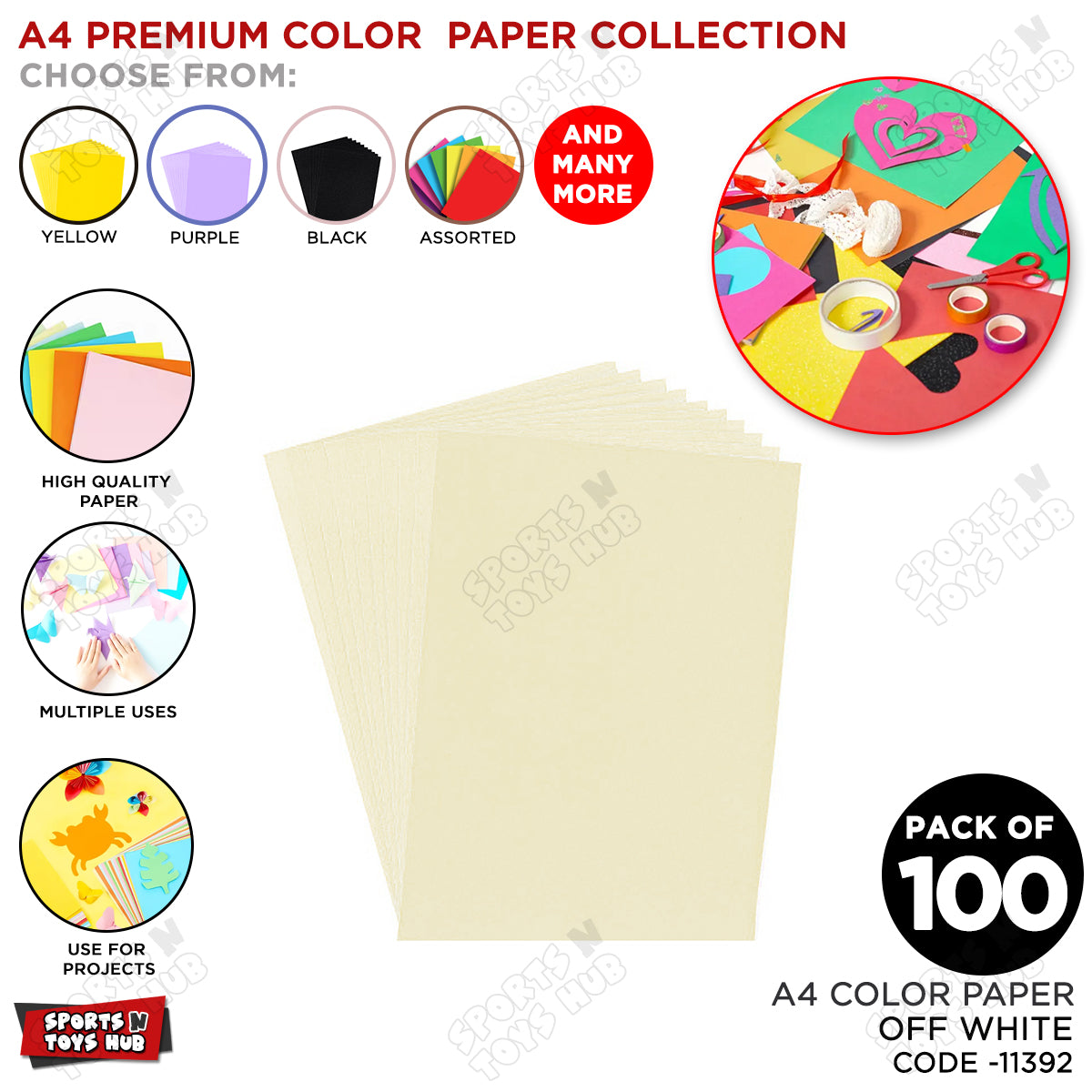 A4 Premium Color Paper – Pack of 100 Sheets